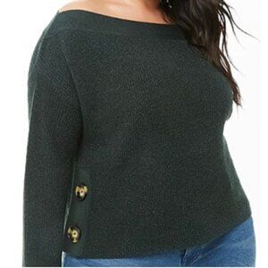 Forever 21 Cropped Boxy Fit Buttons Sweater Plus Size Marled Button Sweater 3x